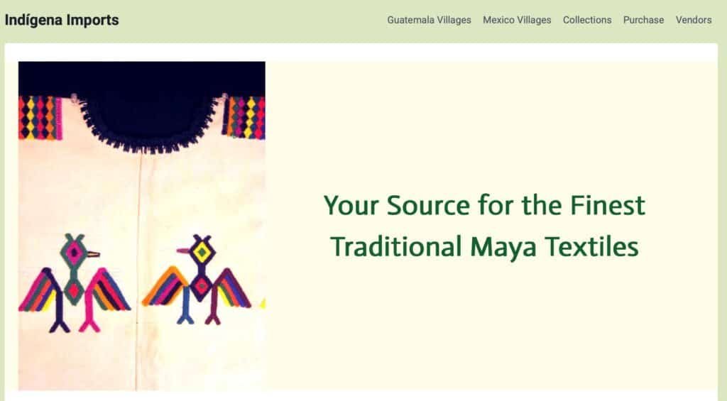 Screenshot of the huipils.com website home page