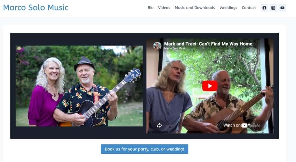 Screenshot of the Marco Solo Music website home page