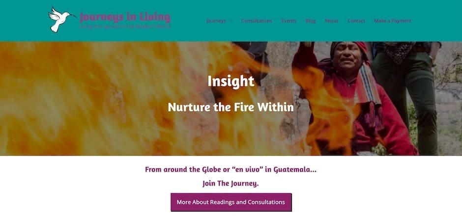 Screenshot of the Journeys in Living home page