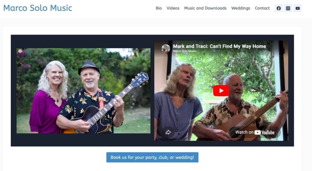 Screenshot of the Marco Solo Music website home page